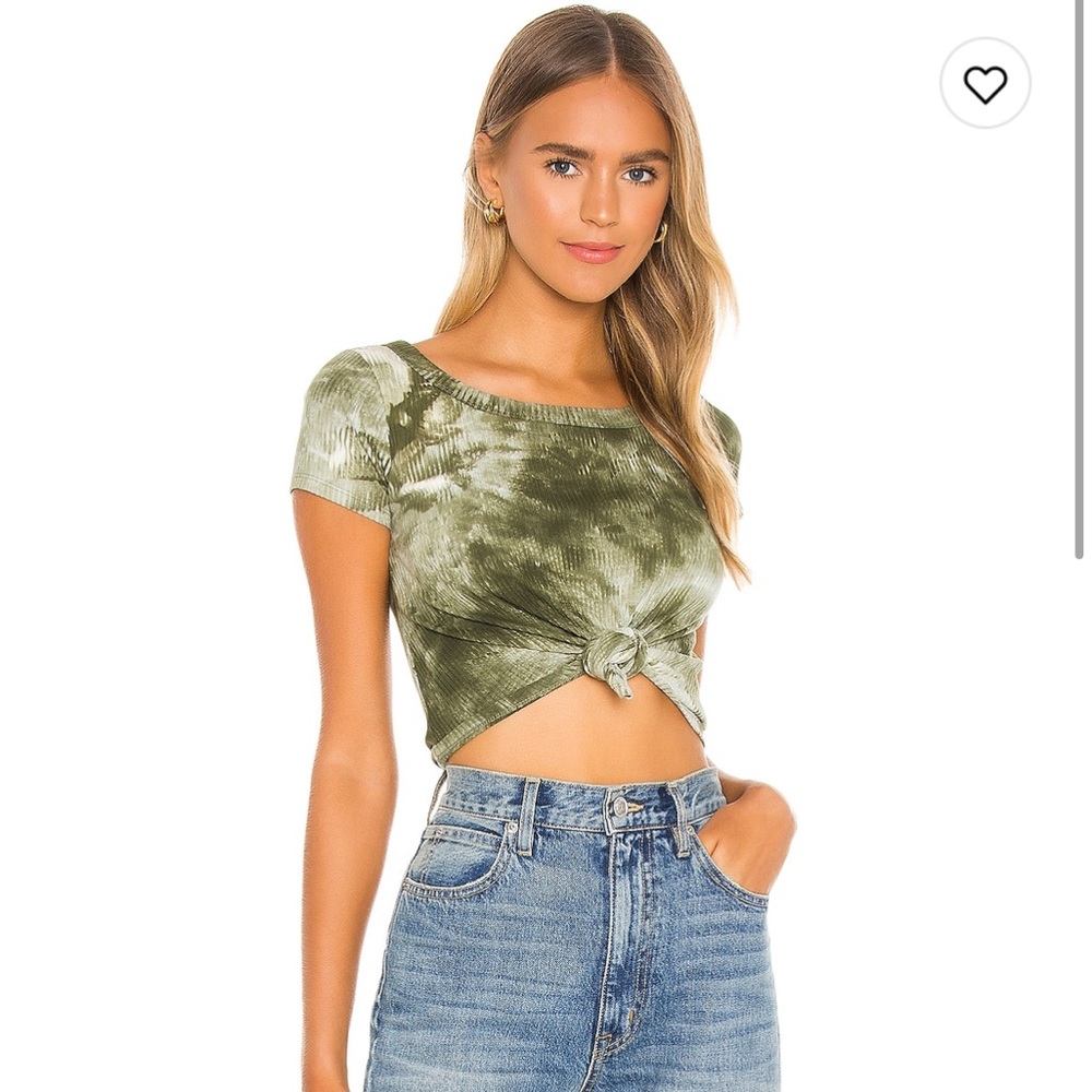 Lovers + Friends Tie-dye Knotted Ribbed Crop Top